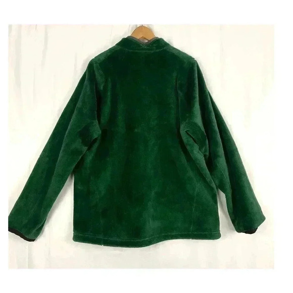 VTG Patagonia Green Deep Pile Fleece Full Jacket XL Mens Outdoor Zipped Pockets - Picture 2 of 16